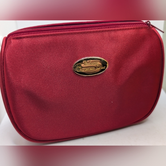 Dior Handbags - Parfums Christian Dior Red Satin Cosmetic Bag